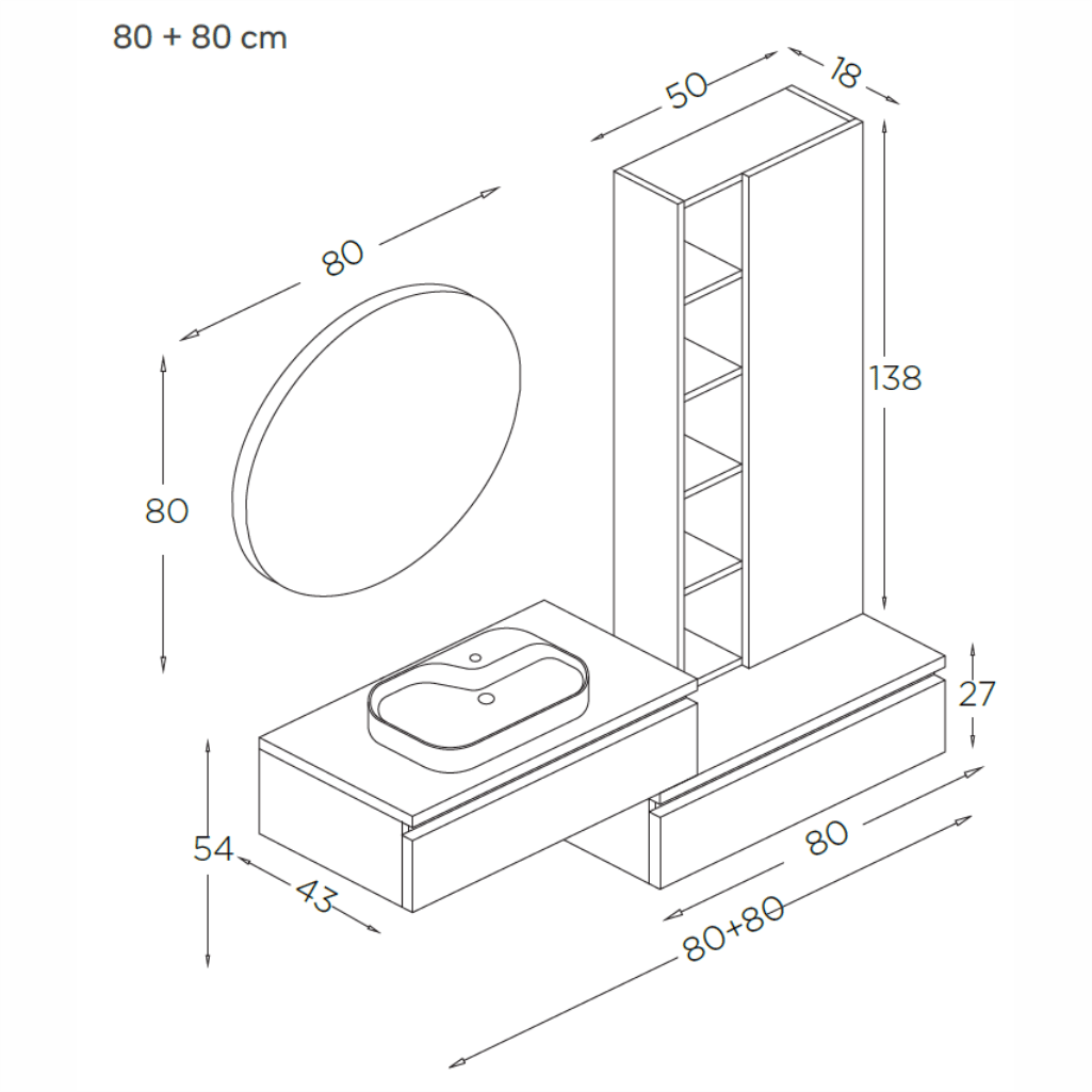 SHOWER NİL Banyo Dolabı 160 Cm