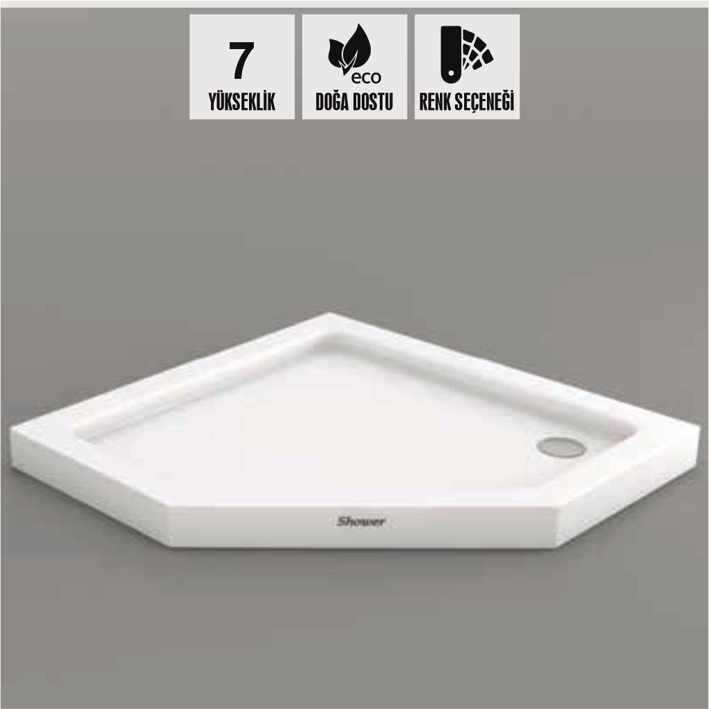 SHOWER Npigon Beşgen Duş Teknesi, Flat