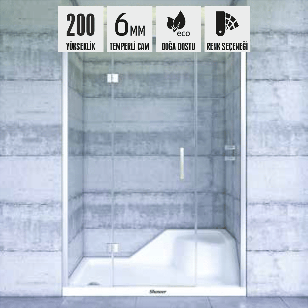 SHOWER PLACE İki Duvar Arası 2 Sabit 1 Açılır Tekne Üzeri Kabin