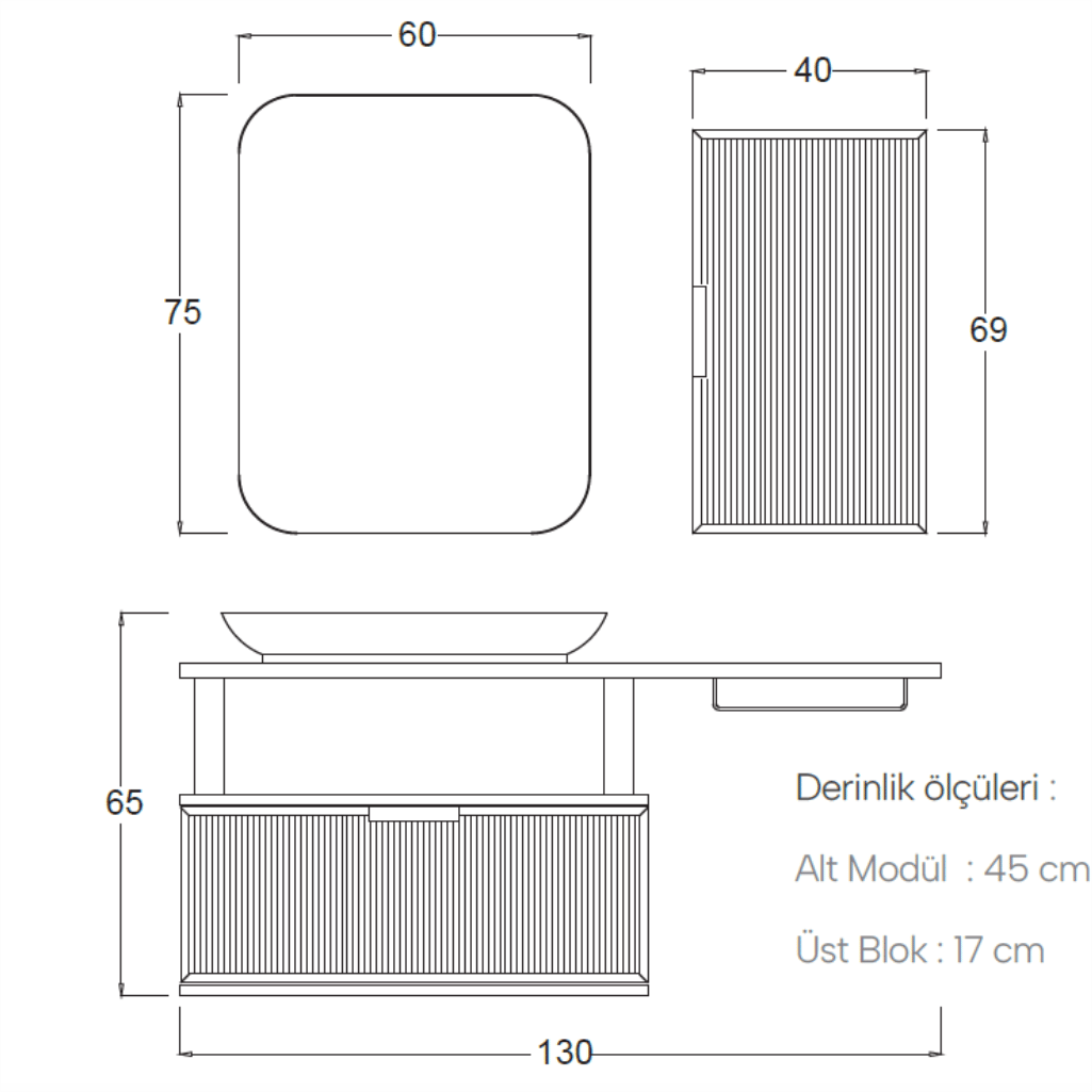 SHOWER PRESTIJ Banyo Dolabı 130 Cm 