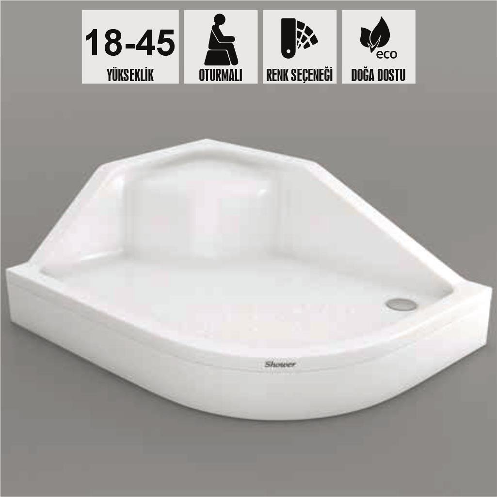 SHOWER Puno Asimetrik Oturmalı Duş Teknesi, Panelli