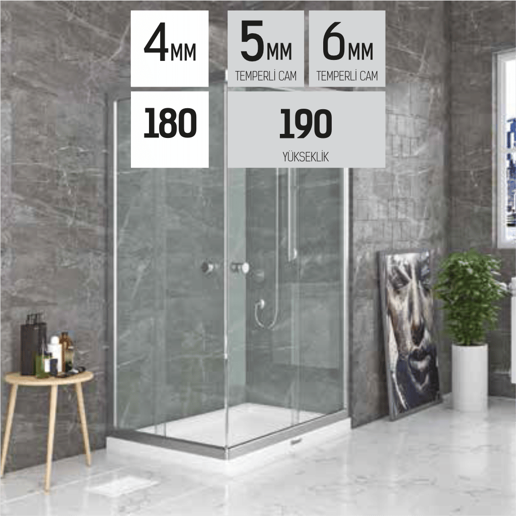 SHOWER SATURN 2 Sabit 2 Çalışır Dikdörtgen Tekne Üzeri Kabin