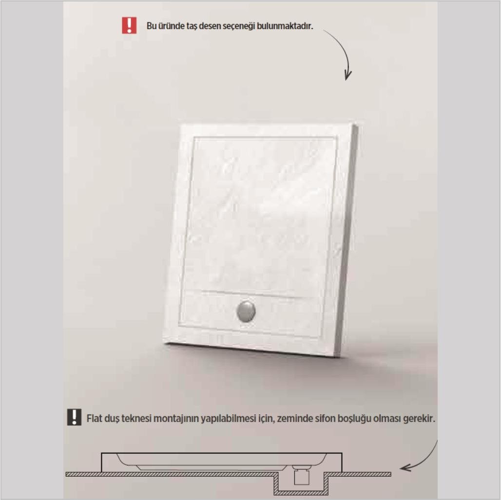 SHOWER Slim Kare Duş Teknesi, Flat