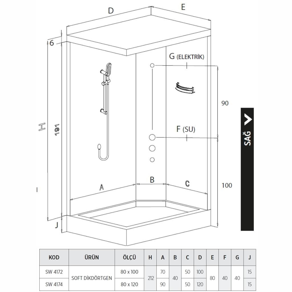 SHOWER SOFT Dikdörtgen Kompakt Sistem