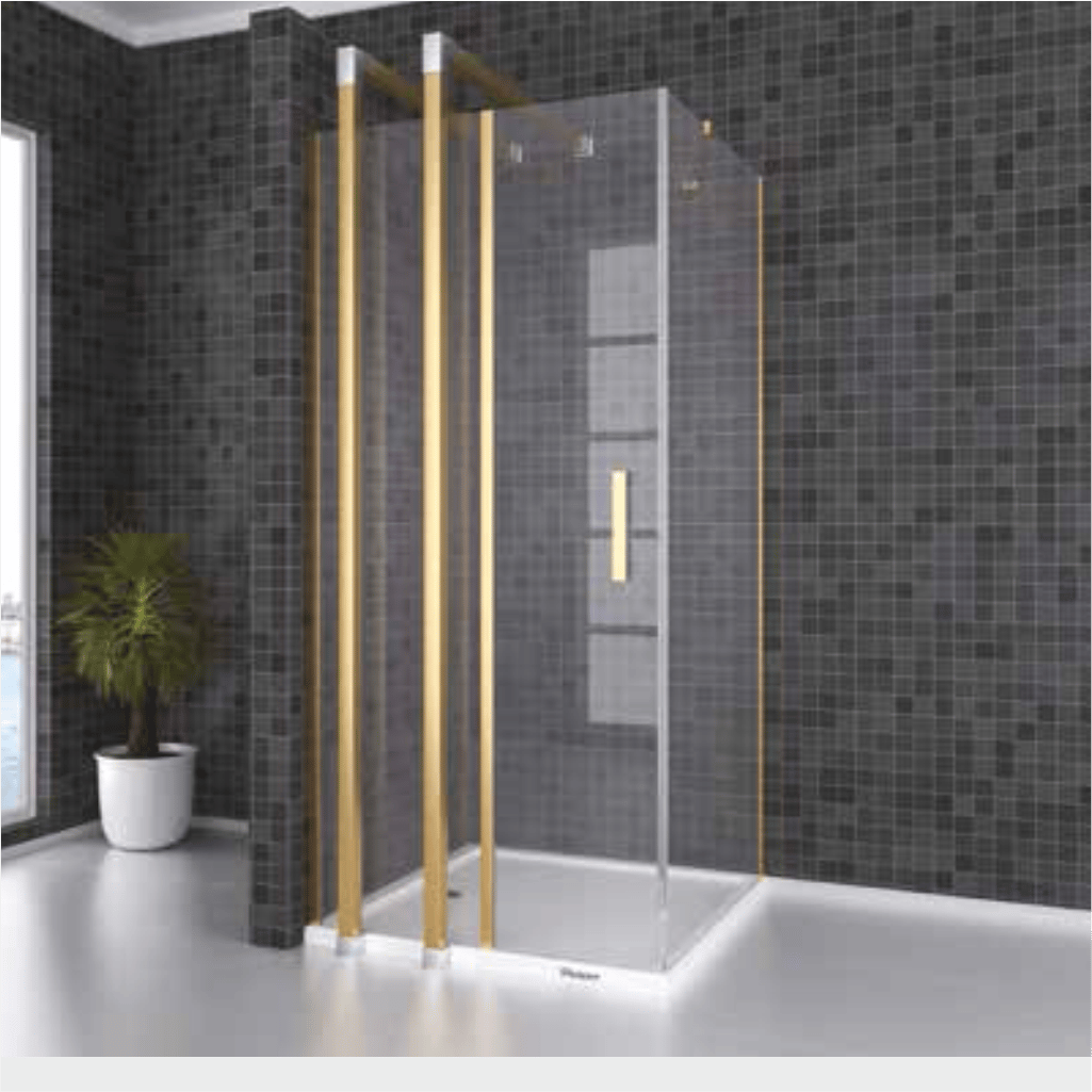 SHOWER SPECIAL 1 Sabit 1 Açılır Yan Panelli Ön Cephe Girişli Kare Kabin
