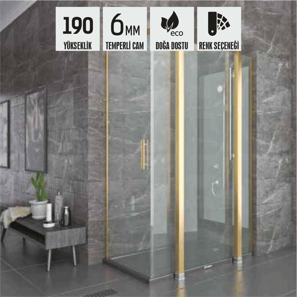 SHOWER SPECIAL Ön Cephe Sabit, Yandan Girişli, Dikdörtgen Kabin