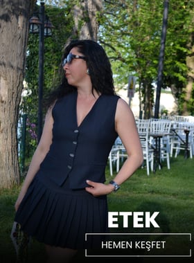 Denim pliseli etek