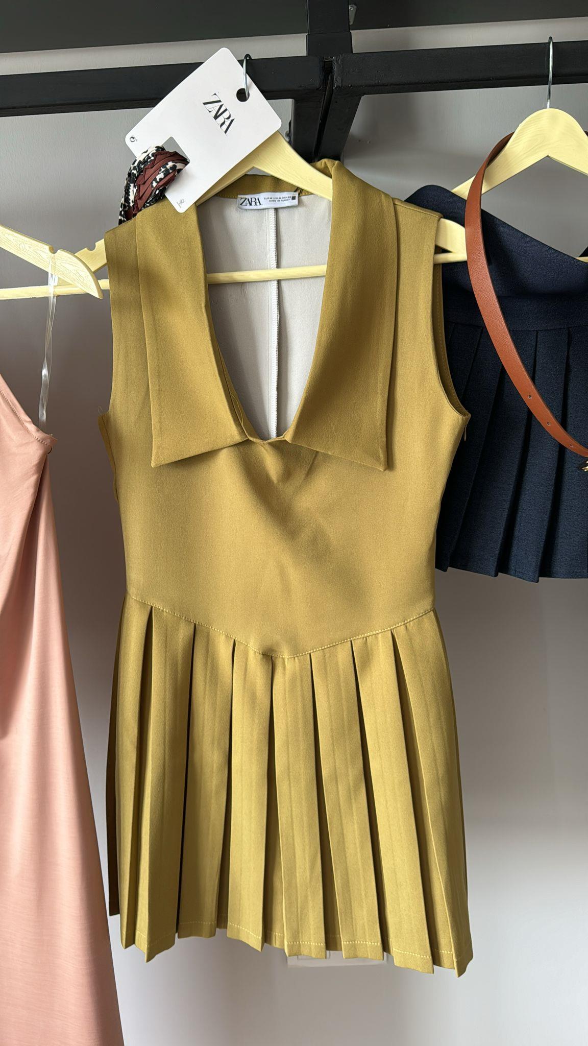 Zara model pliseli elbise