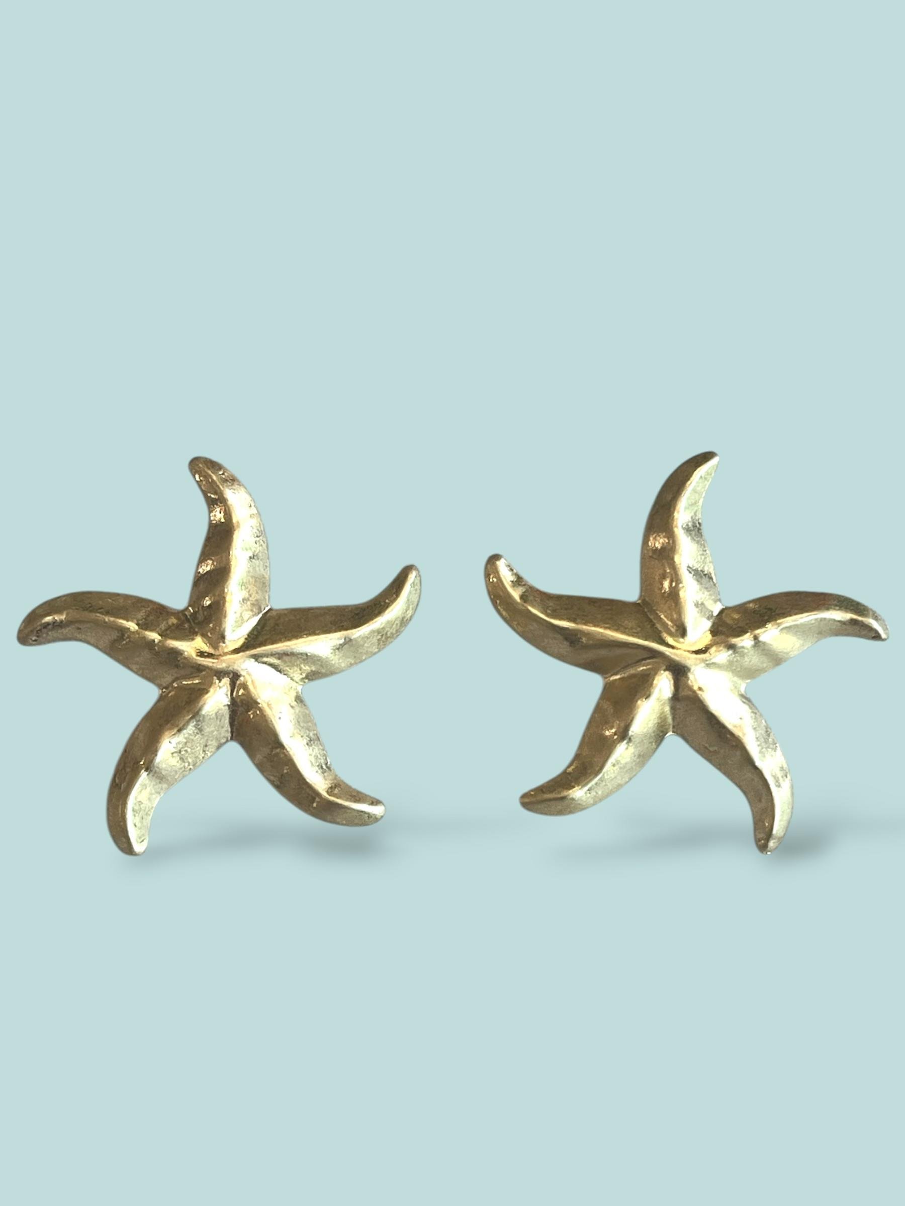 Deniz Yıldızı Tasarım Gold Küpe
