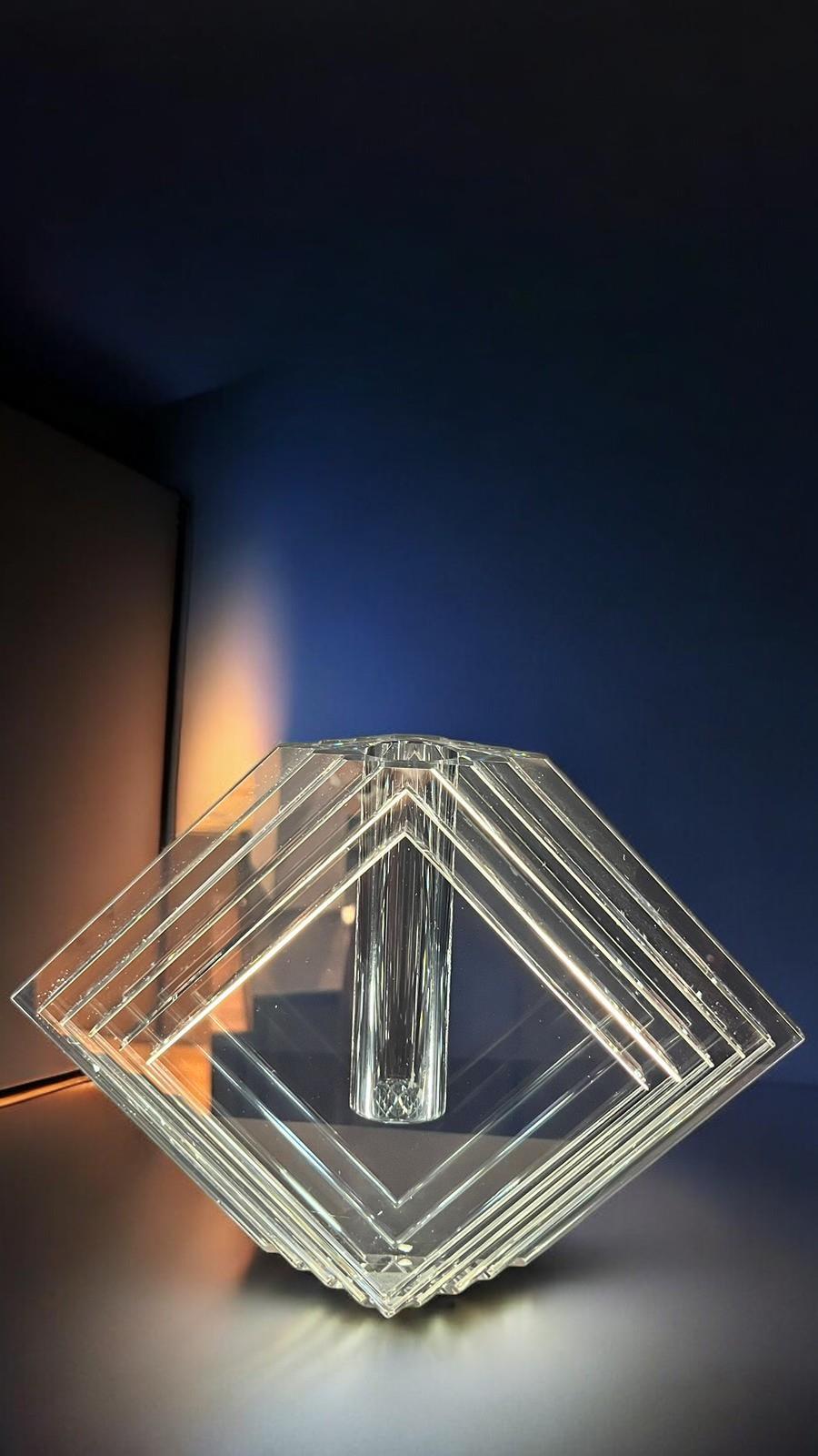 Geometrik Katmanlı Cam Obje Seti – 2'li Elmas Form Modern Tasarım