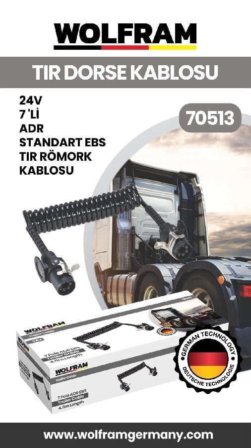7 Li Adr Standart Ebs Tir Dorse Kablosu 24V