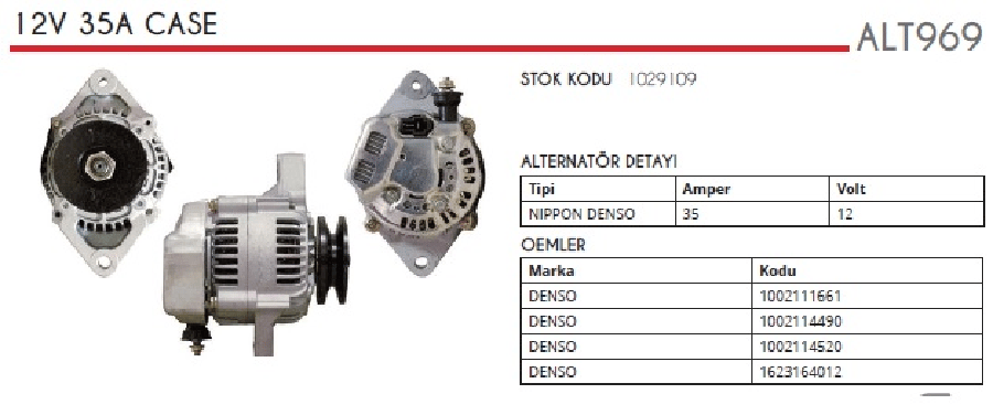 ALTER12V35A Ndenso Tipi Yanmar Marine John Deere CASE/HYSTER/GEHL/KUBOTA/TOYOTA FORKLIFT/DAEWOO H
