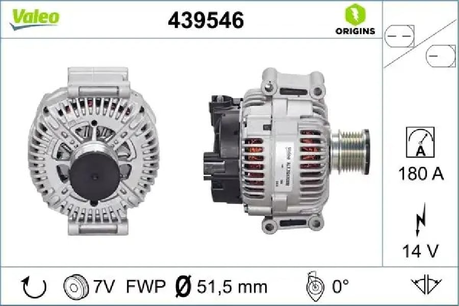 ALTERNATOR 14V 180A MERCEDES W169 0412 W204 0914 W212 0915 W164 0911 W639 >06 SPRINTER 906 0609