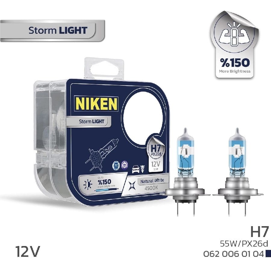 Ampul (2AD) 12V H7 55W Storm Light PX26d 4500K %150 Beyaz Isik