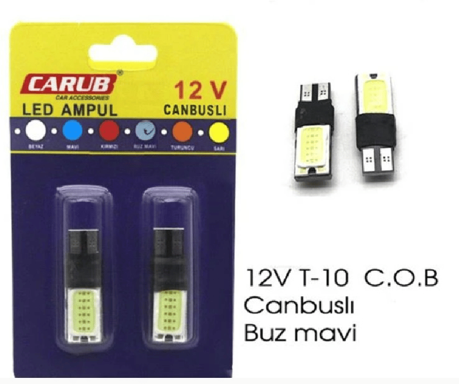 AMPUL LED 12V T10 COB BUZ MAVI CANBUS