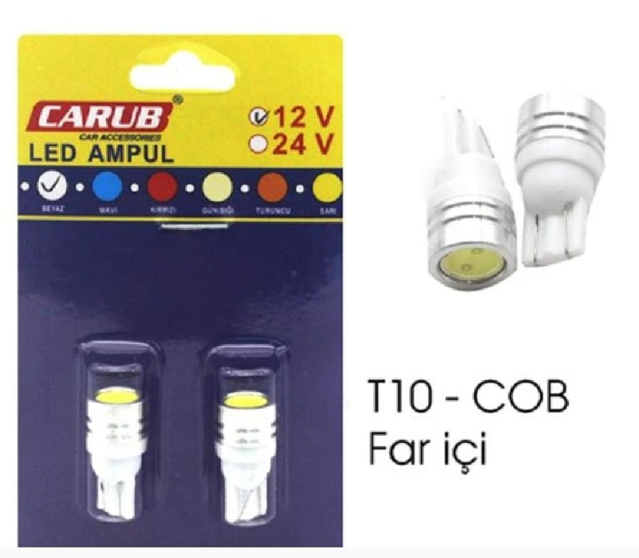 AMPUL LED 12V T10 LAZER COB FAR ICI BEYAZ