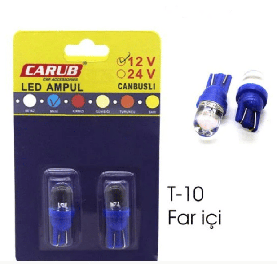 AMPUL LED 12V T10 LED FARICI MAVI