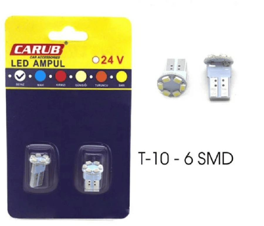AMPUL LED 24V T10  6 SMD FIBER BEYAZ