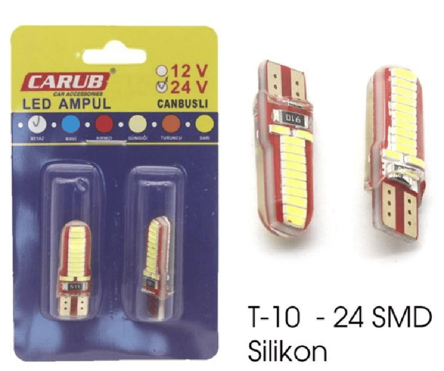 AMPUL LED 24V T10 24SMD SILIKON BEYAZ