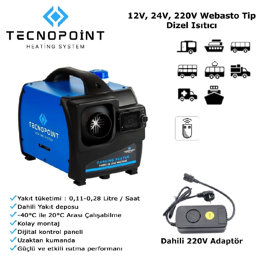 ARAC ICI ISITICI WEBASTO D4 12V220V CANTA TIPI KUMANDALI
