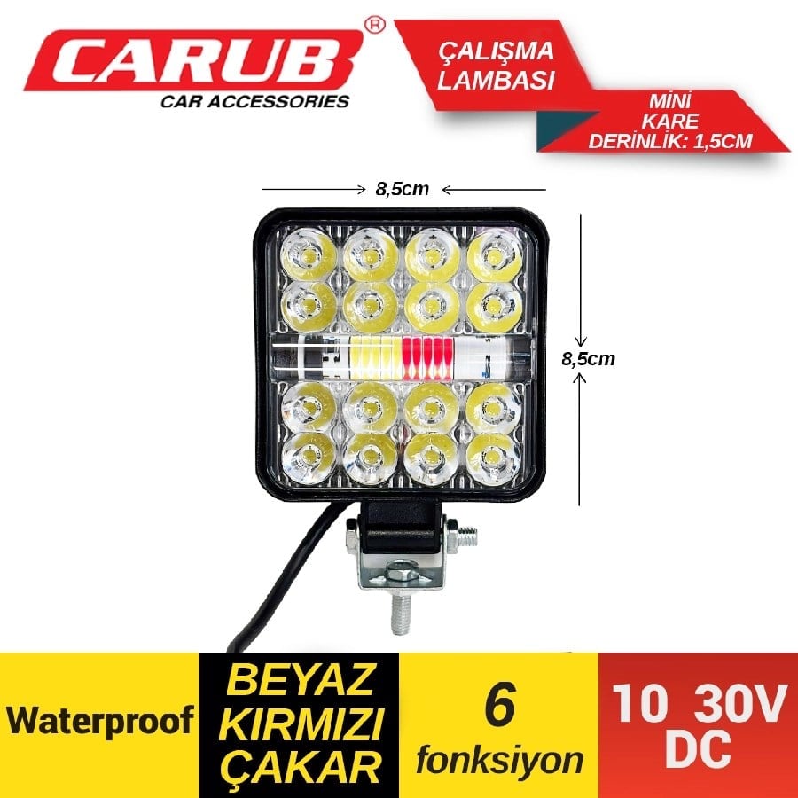 Calisma Lambasi 16 Led Mini 1030V  Beyaz Kirmizi Cakarli 6 Fonksiyonlu 85X85cm