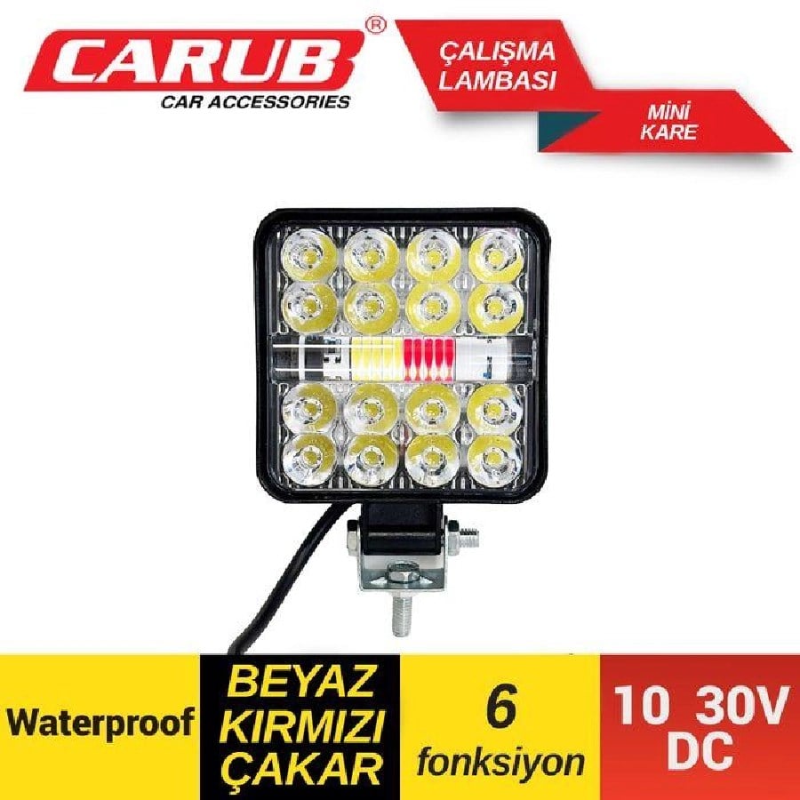 Calisma Lambasi 16 Led Mini 1030V  Beyaz Kirmizi Cakarli 6 Fonksiyonlu 85X85cm