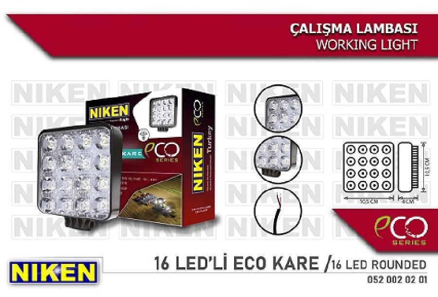CALISMA LAMBASI KARE 16 LEDX3=48W METAL KALIN GOVDE *** ECO SERISI ***
