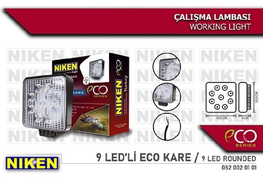CALISMA LAMBASI KARE 9 LEDX3=27W METAL *** ECO SERISI ***