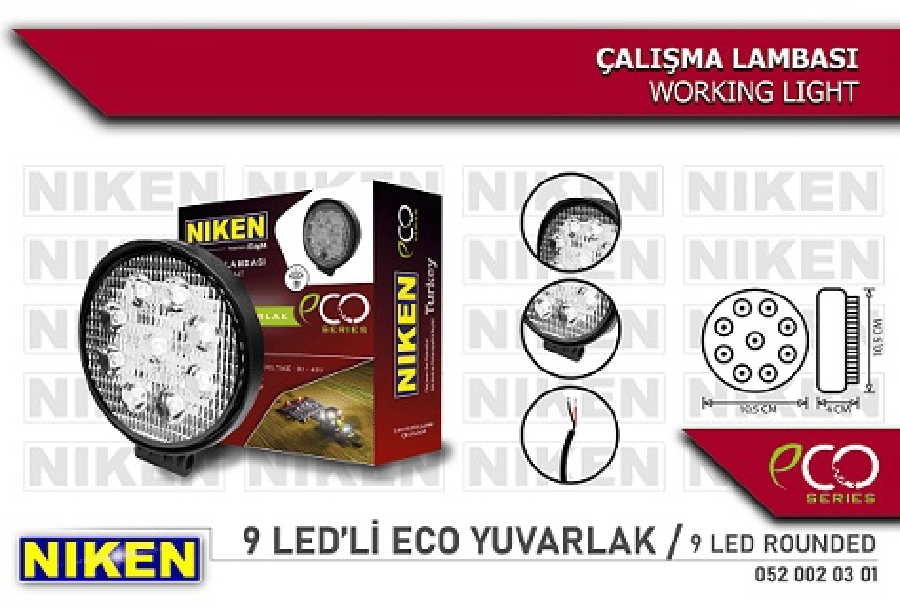 CALISMA LAMBASI YUVARLAK 9 LEDX3=27W METAL *** ECO SERISI ***