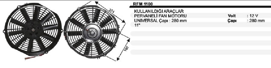 FAN MOT 12V 11'' PERVBUYUK (REVERSIBLE)