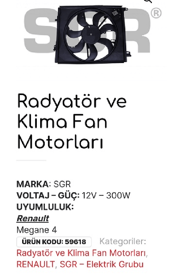FAN MOTORU DAVLUMBAZLI MEGANE 4 KLIMALI 214810518R