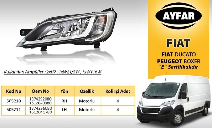 FAR SAG ELEKTRIKLI > FIATR DUCATO MAXI /PEUGEOT BOXER / CITROEN JUMPER ( 2014? )