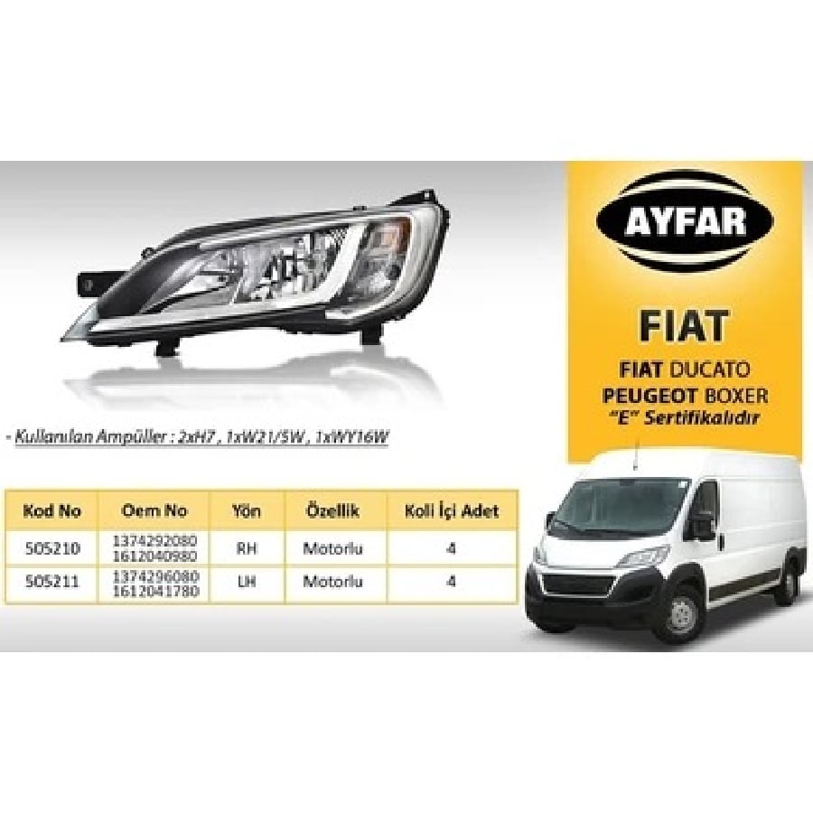 FAR SOL ELEKTRIKLI > FIATR DUCATO MAXI /PEUGEOT BOXER / CITROEN JUMPER ( 2014› )