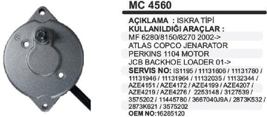 ISKRA MF/ERKUNT/JCB MARKA KAPAK 32KW YA MAK4560