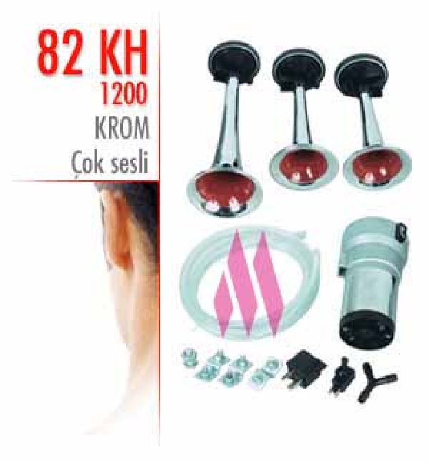 KORNA 3LU HAVALI KOMPRESORLU 12V KROM ( MOTORLU )