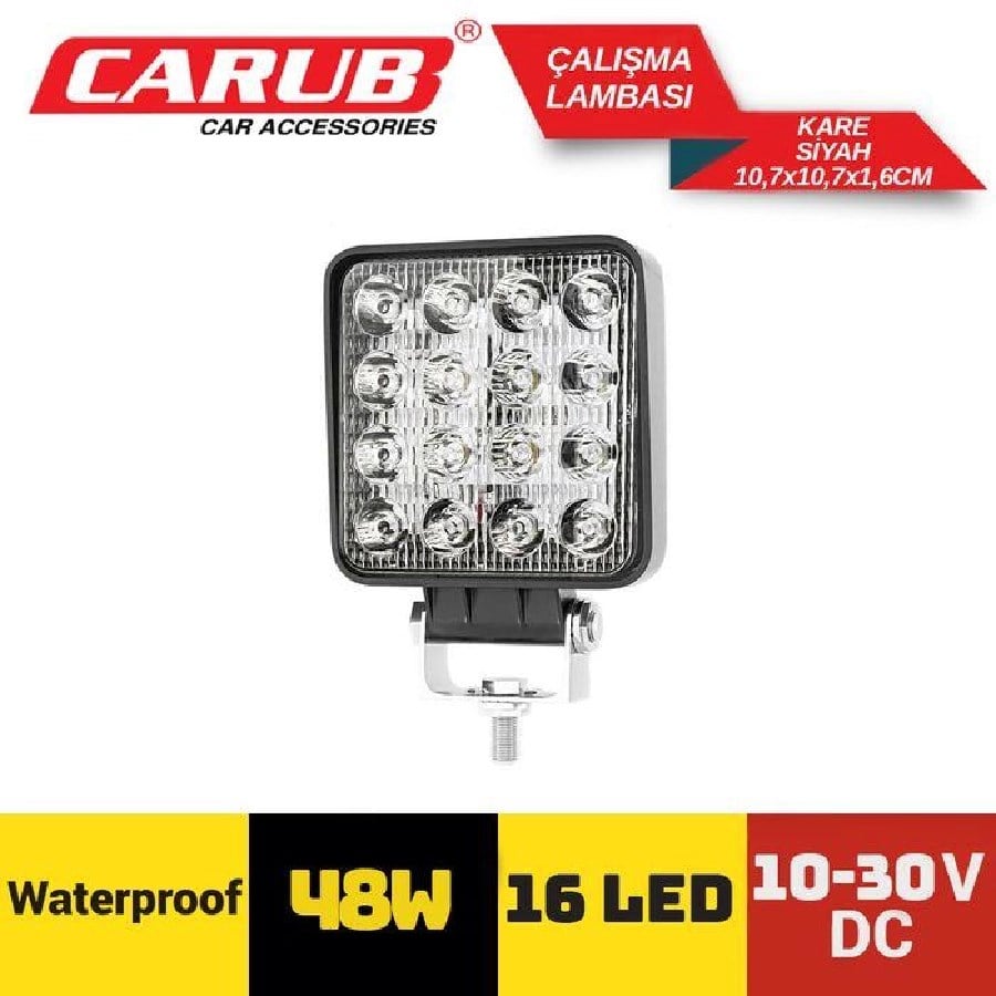 Lamba Calisma 1030V 48W 16 Led Kare Siyah (ADETK)