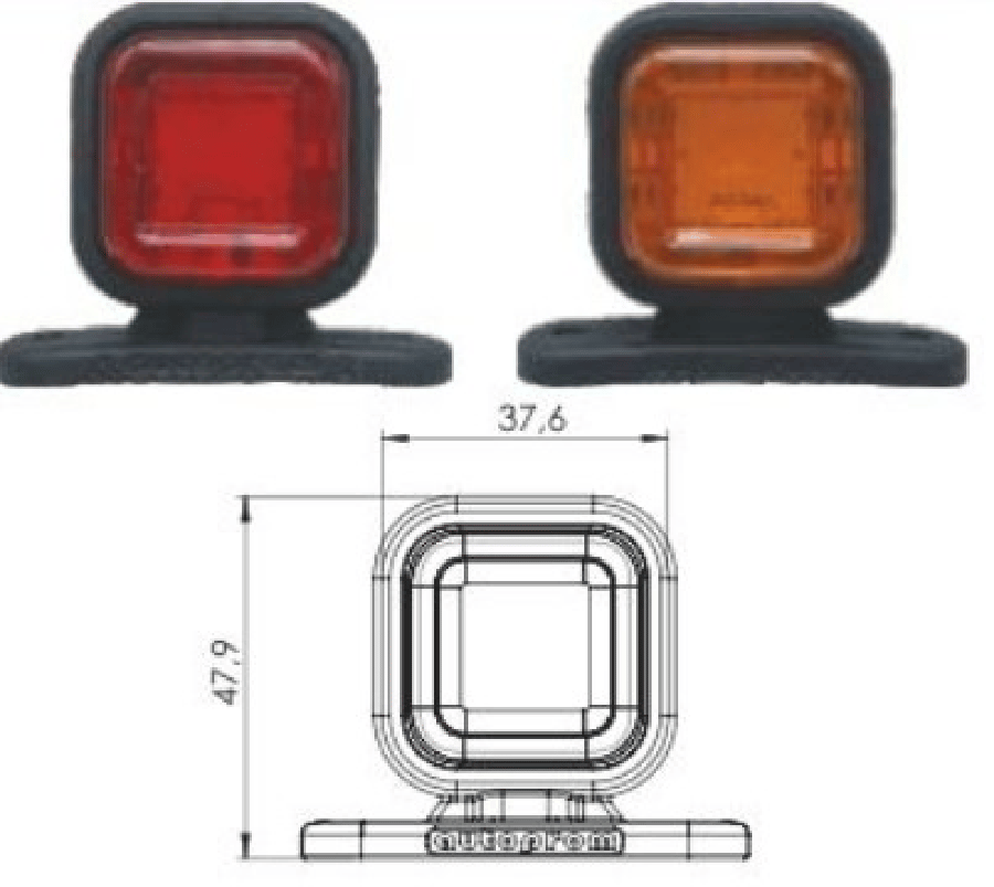 LED KARE TAKOZ LAMBASI 16 LED BEYAZKIRMIZI 24V