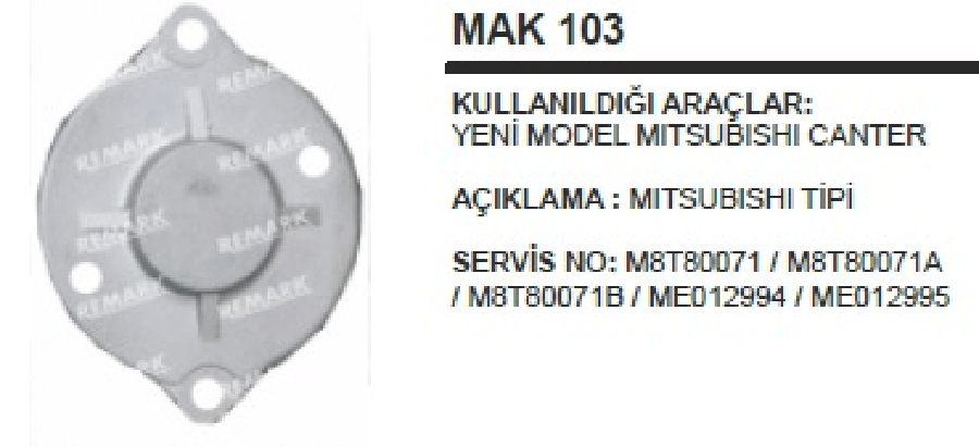 MARS ARKA KAPAK  MITSUBISHI CANTER 659 YM MAK103