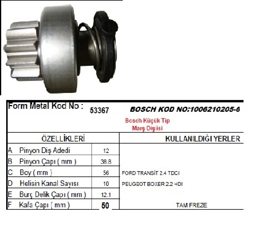 MARS DISLISI 12D FORD V347 TRANSIT 24 TDCI PEUGEOT BOXER 22 HDI