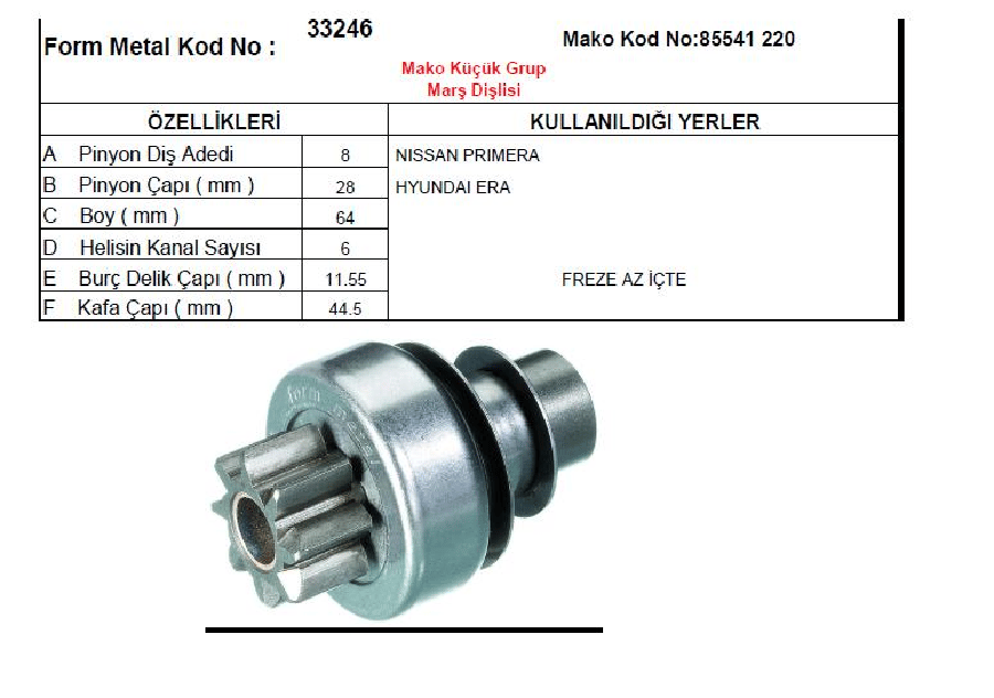 MARS DISLISI 8D>MARELLI TIPI HYUNDAI ACCENT ERA/NISSAN PRIMERA