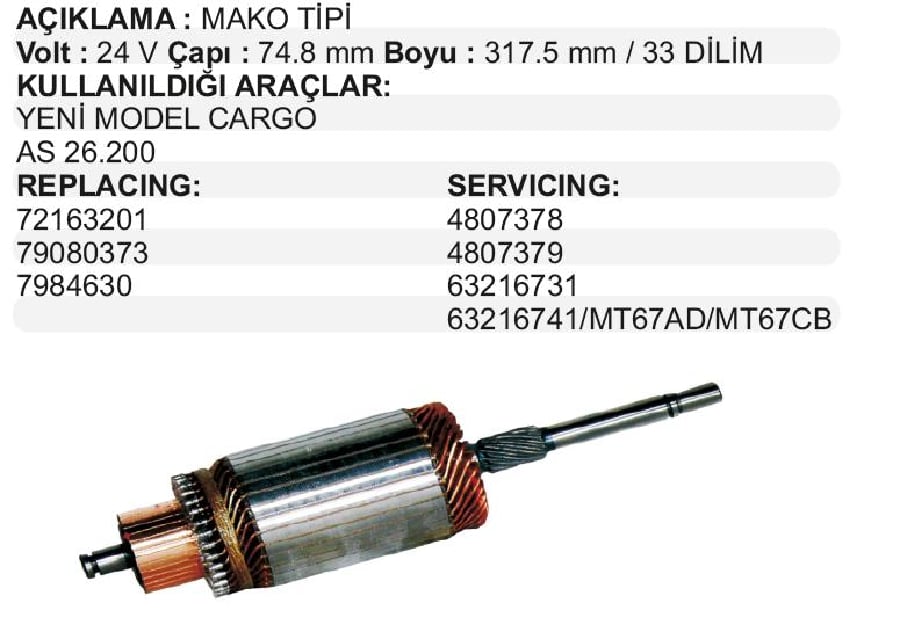 MARS KOLL 24V MAKO TIPI YMCARGO/AS26200