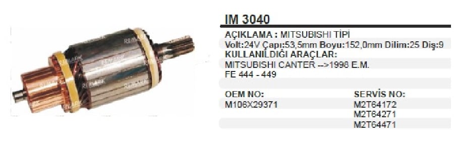 MARS KOLL9D 152mm 24V>MITCANTER 1998 EM FE 444  449 RULMANSIZ