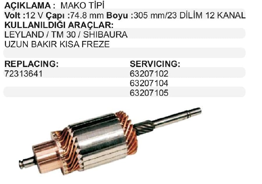 MARS KOLLKF 12V UB KF>STEYR/TM30/ISBORA YM LEYLAND NEW HOLLAND