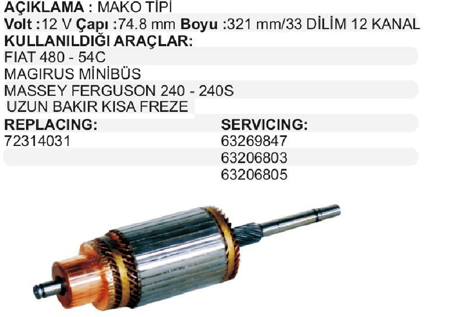 MARS KOLLUBKF 12V>FIAT 65;46;480;54C/MF 240240S MAGIRUS MINIBUS