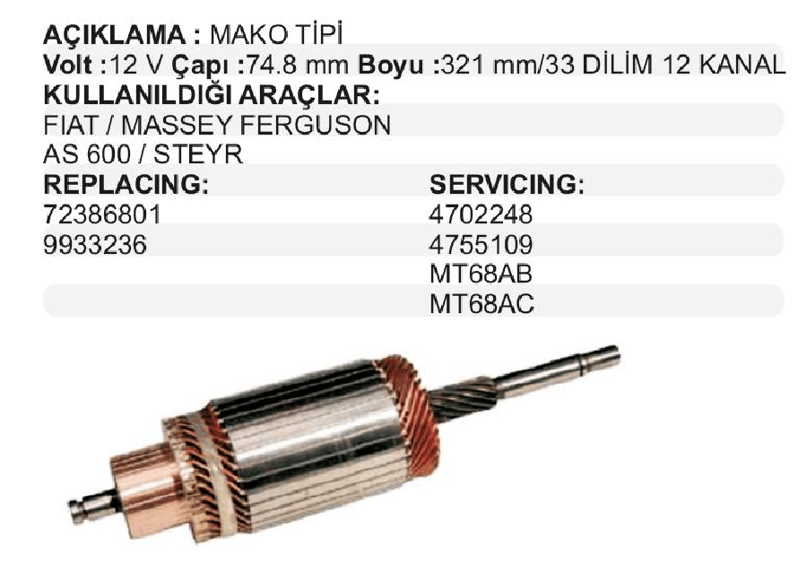 MARS KOLLUBUF 12V>FIAT 480640 YM /MF /AS600 /STEYR
