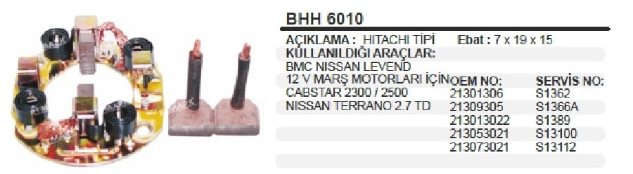 MARS KOMUR YUV >HITACHI TIPI  12V CABSTAR 2300 2500 TERRANO 27 TD NISSAN LEVEND 3000  4KOMURLU P