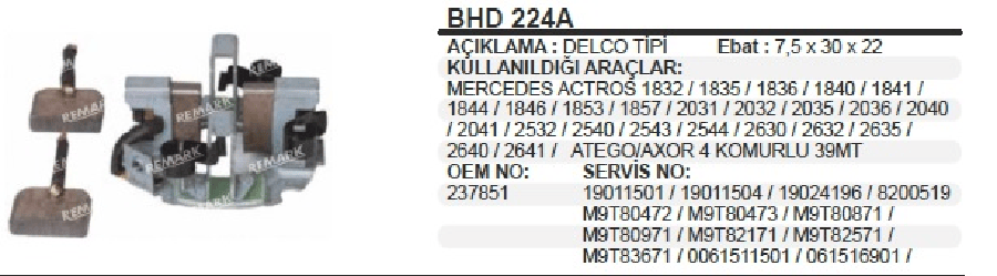 MARS KOMUR YUVMIT DELCO TIPI  39MT MERCEDES ATEGO/AXOR KOMURLU (Uygun KOmUr: ACTROS/AXOR K008)