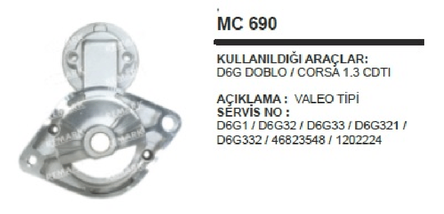 MARS ON KAPVALEO TIPI D6G DOBLO/CORSA 13 CDTI