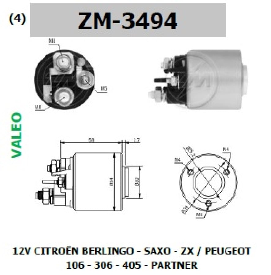 MARS OTOM 12V CITROEN NEMO BERLINGOSAXOZX / PEUGEOT 106206306307405PARTNER