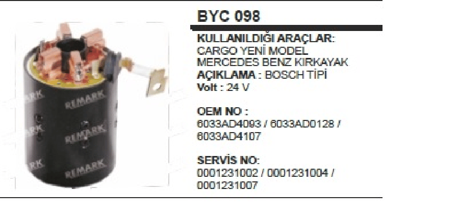 MARS YASTIGI+GOVDESI 24V BOSCH TIPI FORD CARGO MERCEDES BENZ KIRKAYAK ACTROSAXORDAF IVECO SCANIA